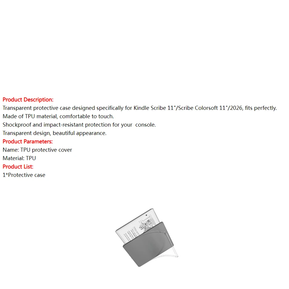 

TPU protective case for Kindle Scribe 11"/Scribe Colorsoft 11"/2026 transparent design with drop protection