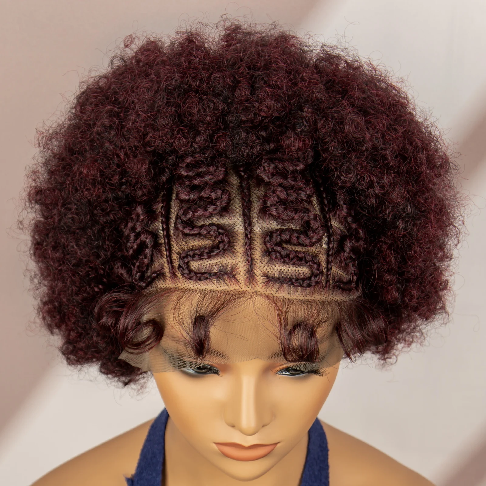 Short Braided Wigs 10 Inches Lace Front Kinky Curly Braided Wigs for Black Women Knotless Box Braid Wigs 13X6 HD Lace