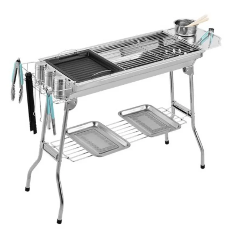 Portable wood stove stainless steel folding charcoal stove baking net 304 over food grade
