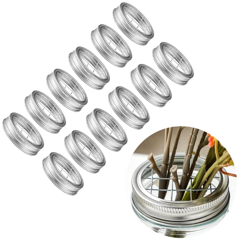 

Mason Jar Holder Lid Lightweight Metal Lid Insert Flower Arrangement Organizer Grides Lid for Wide Mouths Containers
