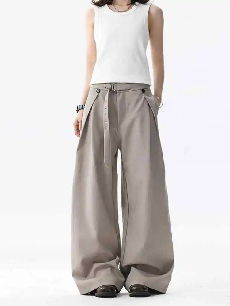 

Женские мешковатые городские брюки цвета хаки Y2k, широкие брюки с высокой талией, Harajuku, японский стиль 2000-х, винтажные брюки большого размера 90-х годов, осень