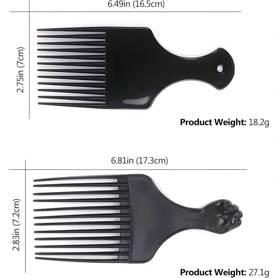 

Plastic Wide Tooth Afro Lift Comb For Styling Detangling Volume Curly Thick Hair Wigs Beards Men Women