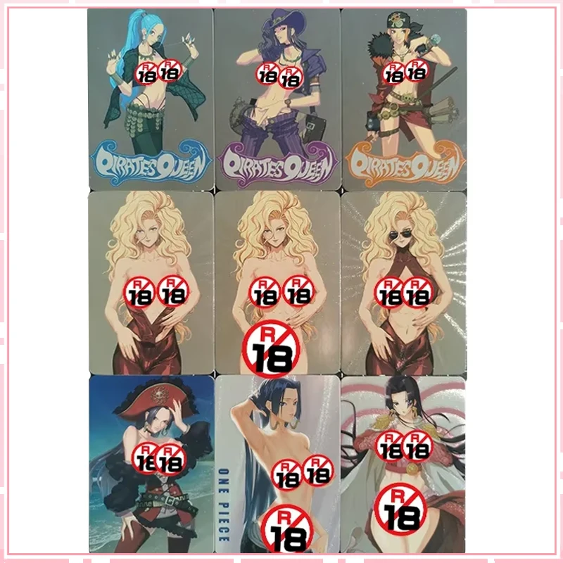 En Stock, 9 unidades/juego de tarjetas sexis de Chica de Anime de una pieza, Nico Robin Nefertari Vivi Nami Boa Hancock, tarjetas de juego de colección, regalo de cumpleaños