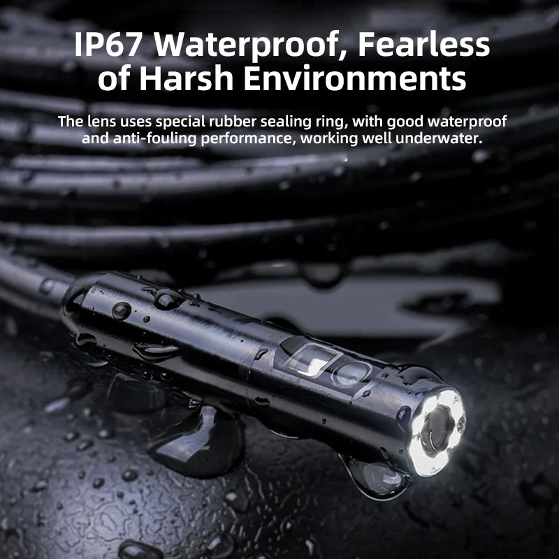 كاميرا KERUI مقاومة للماء للمنظار الصناعي مع مقبض شاشة مزدوجة 5 بوصة IPS عدسة مزدوجة كاميرا صغيرة Borescope لإصلاح السيارات #3