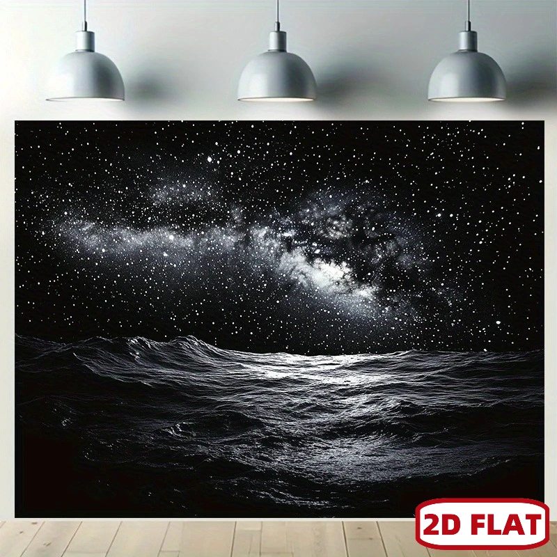 Majestic Galaxy Stars Ocean Waves Tapestry Large Wall Hanging Decoration Cosmic Space Art Bedroom Decor Backdrop