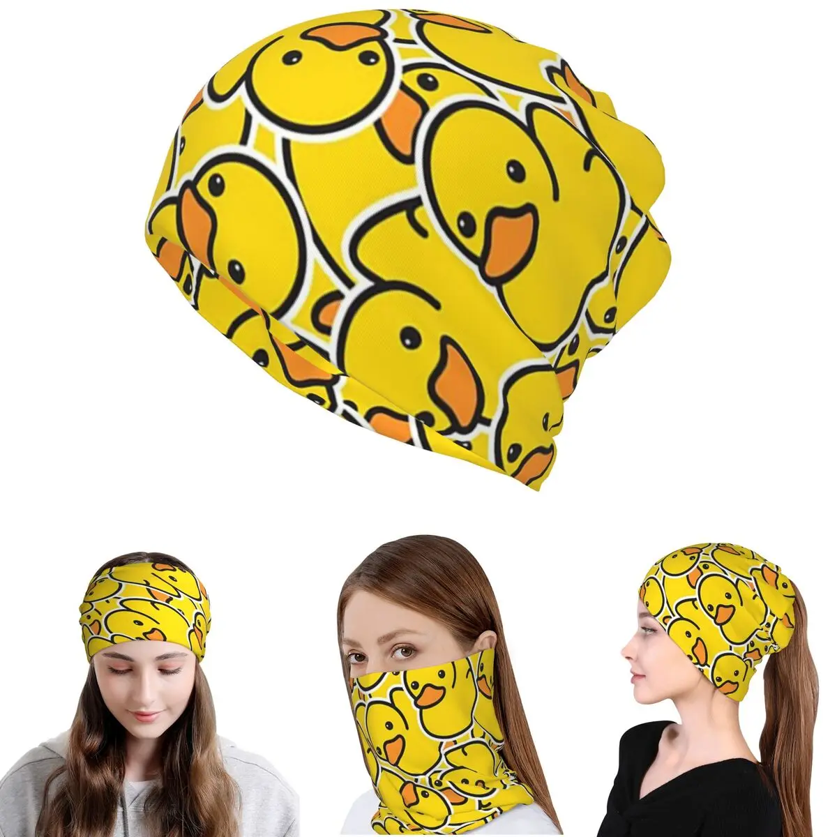 

Yellow Bathtime Rubber Ducks Pattern Bandana Neck Cover Mask Scarf Multifunction Cycling Scarf Beanies Hat for Men Women Adult