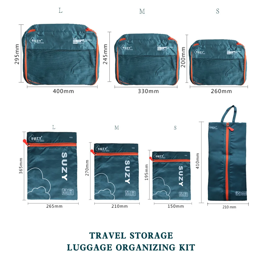 7 Pieces Set Travel Organizer Storage Bags Suitcase Portable Luggage Organizer Clothes Shoe Tidy Pouch Packing Set Storage Cases