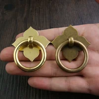 Tiradores de cajones antiguos, manijas y perillas para puertas de cocina, gabinete con forma de hoja de latón con herrajes para tornillos, muebles antiguos