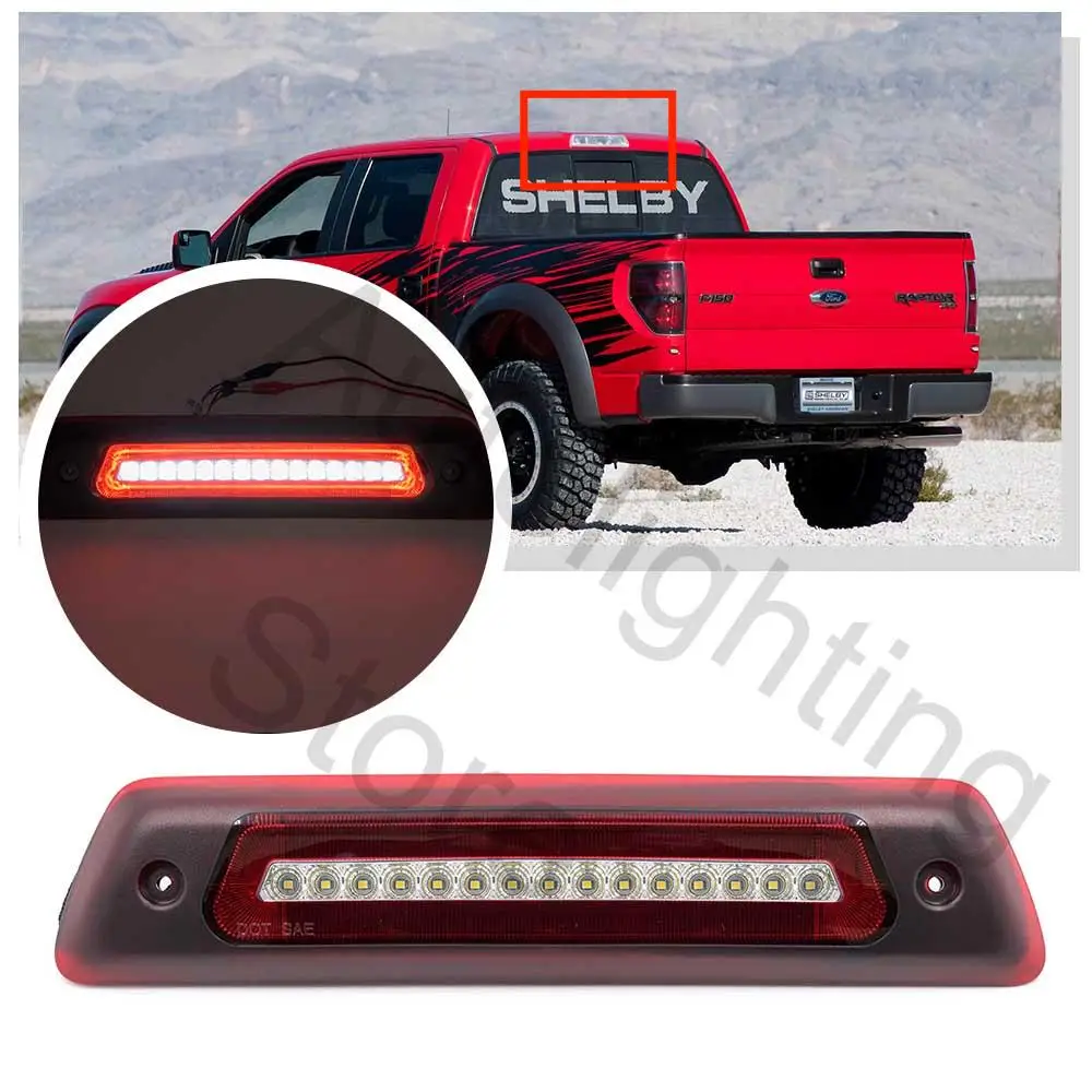 Dla 2009-2014 Ford F-150 SVT Raptor LED czerwony High-Mount Światło stopu Strobe Trzecie światło hamowania Tylne białe światło bagażnika tylne