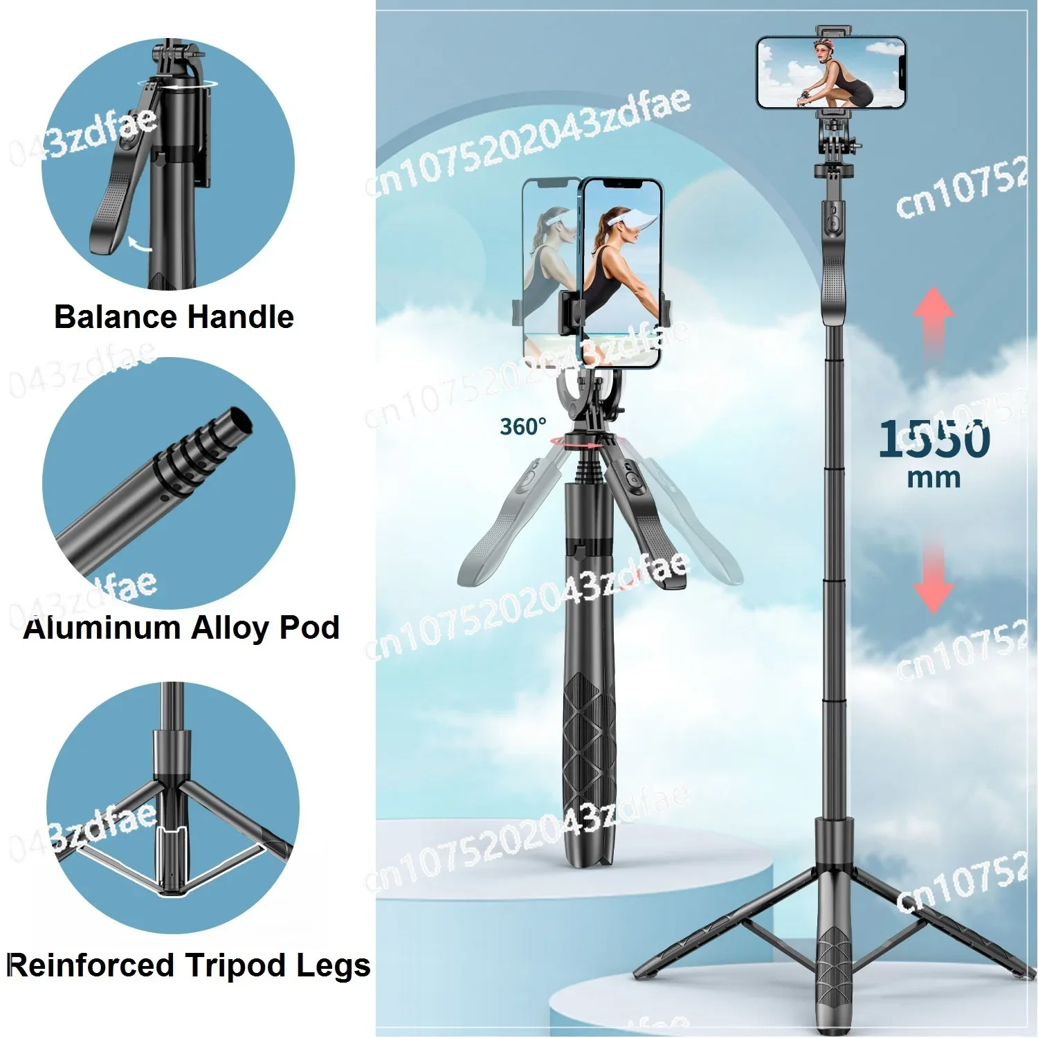 Selfie Stick Phone Tripod with Remote, 60