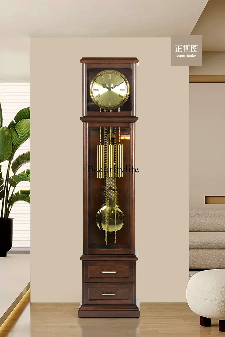 Living room home decoration solid wood mechanical timekeeping floor clock simple new Chinese style