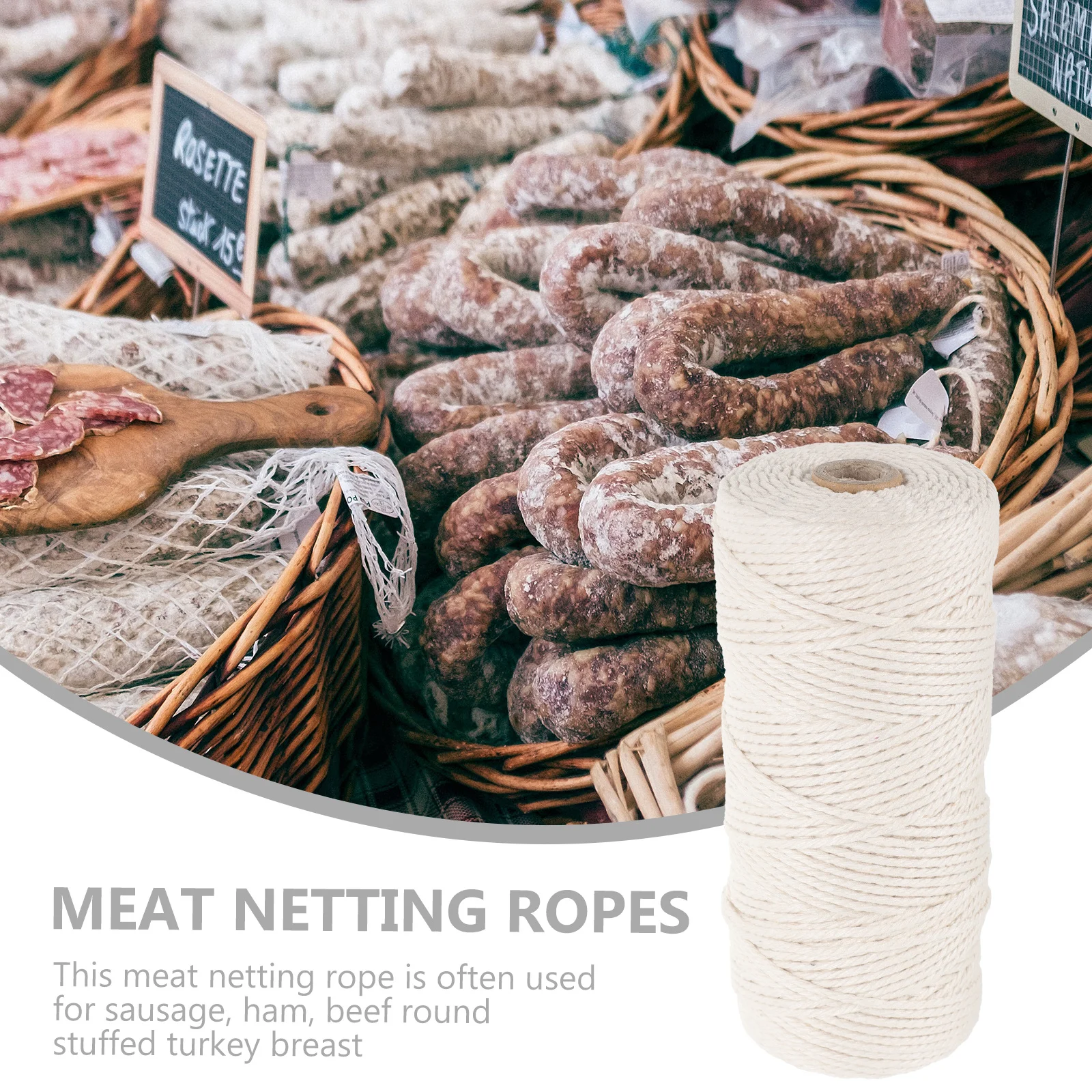 

1 Roll Cooking Meat Rope Sausage Cotton Thread Meat Net Rope Durable for Ham Beef Sausage Packing Ham Netting Roll