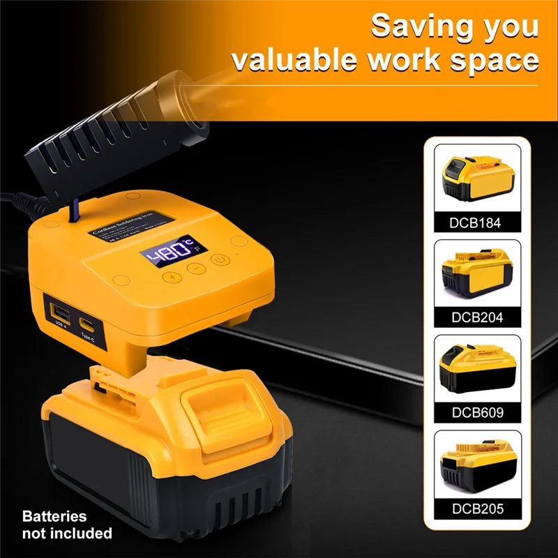 

A79Z-Cordless Soldering Station For 20V Battery Portable Digital Display Soldering Iron Station With USB&Type-C Port