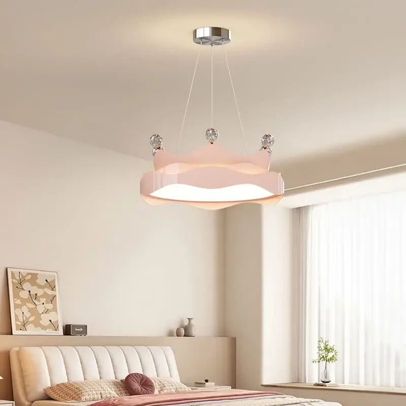 LED Dining Room Light Chandelier Modern Minimalist Bedroom Light Crown Cartoon Kids Room Light