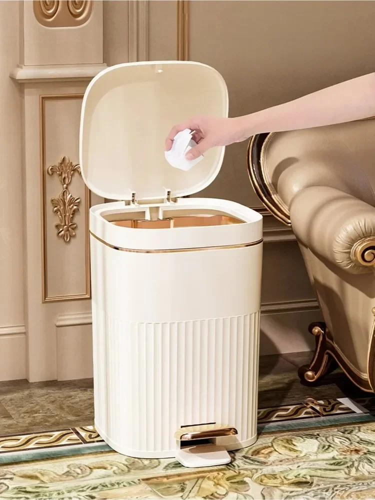 

8/10/15L Foot Pedal Trash Can Kitchen Press-type Garbage Bins Waterproof Bathroom Waste Bins with Lid Home Room Garbage Basket