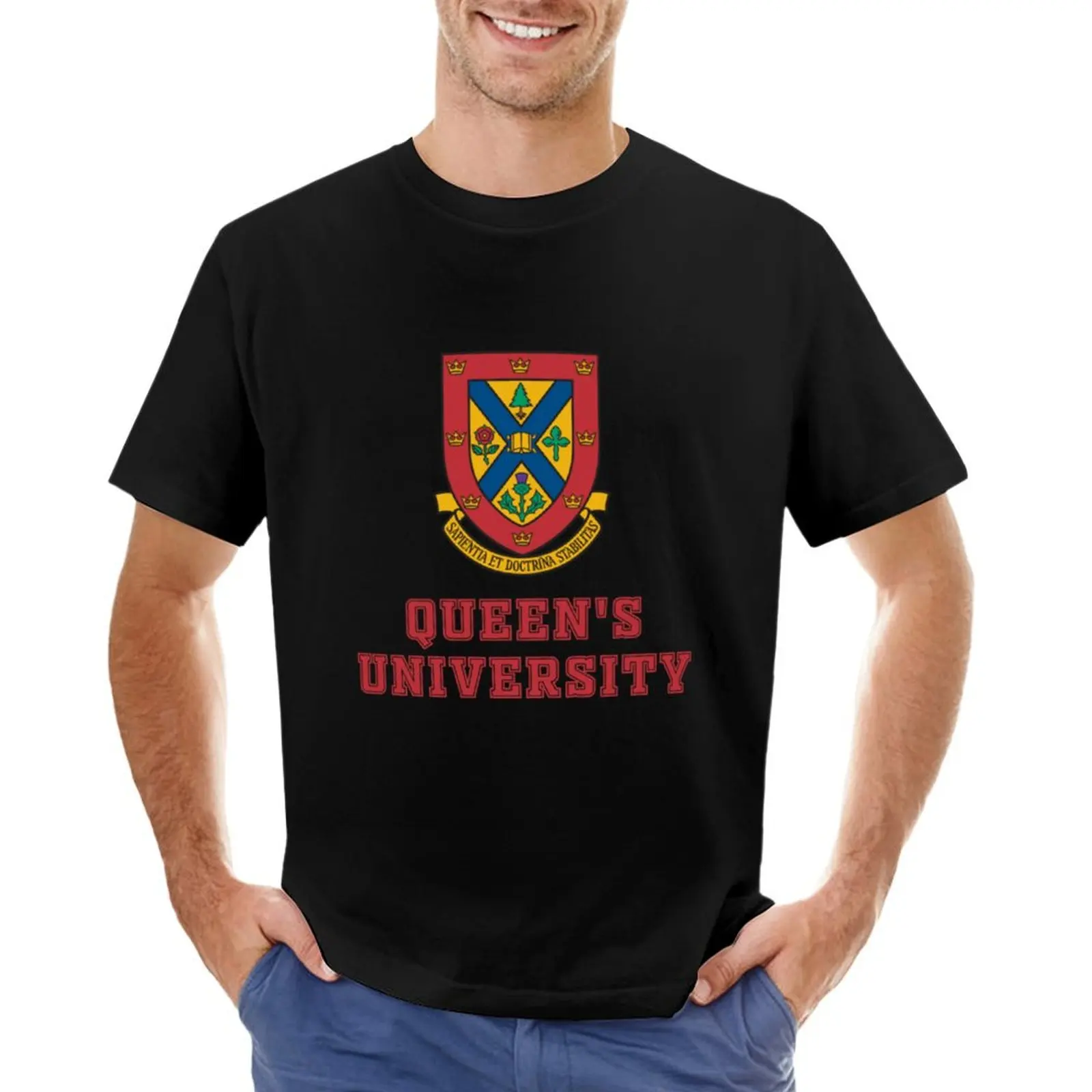

Queen's University T-shirt boys whites aesthetic clothes oversized Men's t-shirt