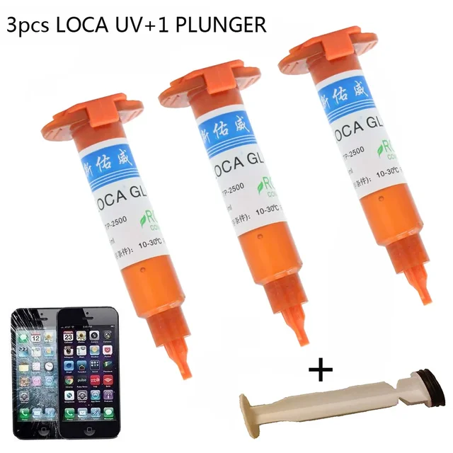 3PCS DUV 5ML TP-2500 LOCA Klej UV + tłok płynny optyczny przezroczysty klej uv tp2500 do ekranu dotykowego samsung galaxy iPhone