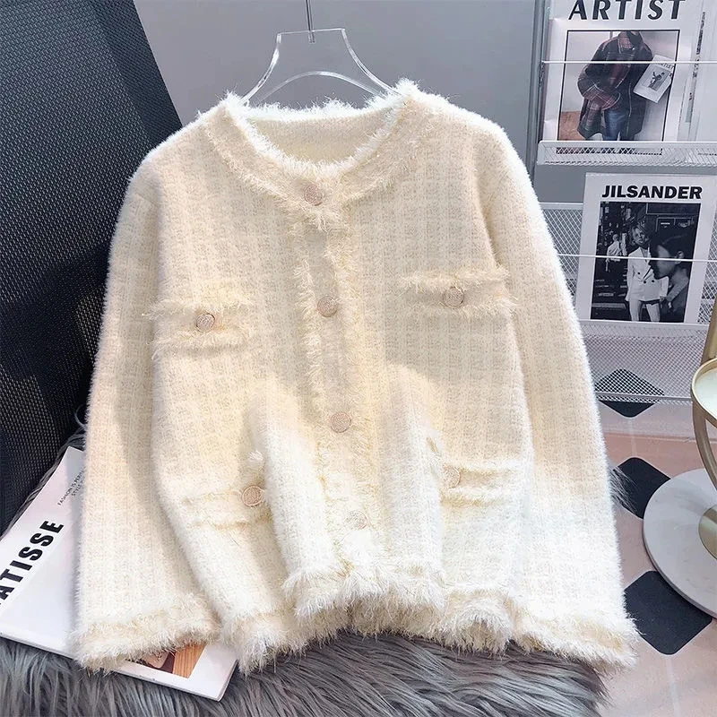 2026 New Elegant Woolen Coat Female Autumn Winter Women Tweed Jacket High Quality Long Sleeve Small Cardigan Female Korean Short