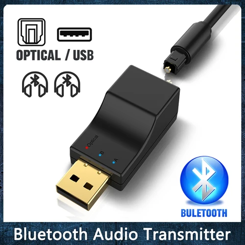 Transmisor Bluetooth inalámbrico óptico USB adaptador de transmisor de Audio 2 en 1 de baja latencia para TV PC adaptador de Audio inalámbrico USB