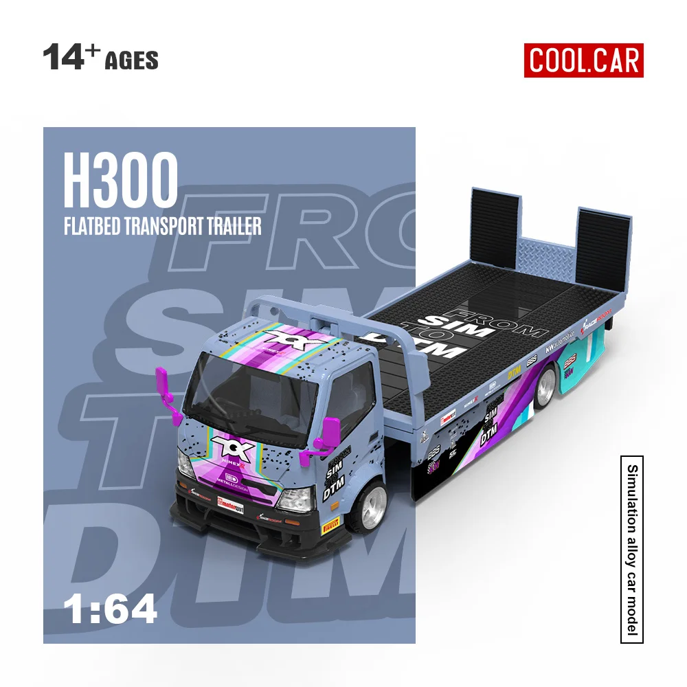 Cool Car 1:64 H300 Flatbed Transport Vehicle Simulation Alloy Car Model for Collection&Display&Gift