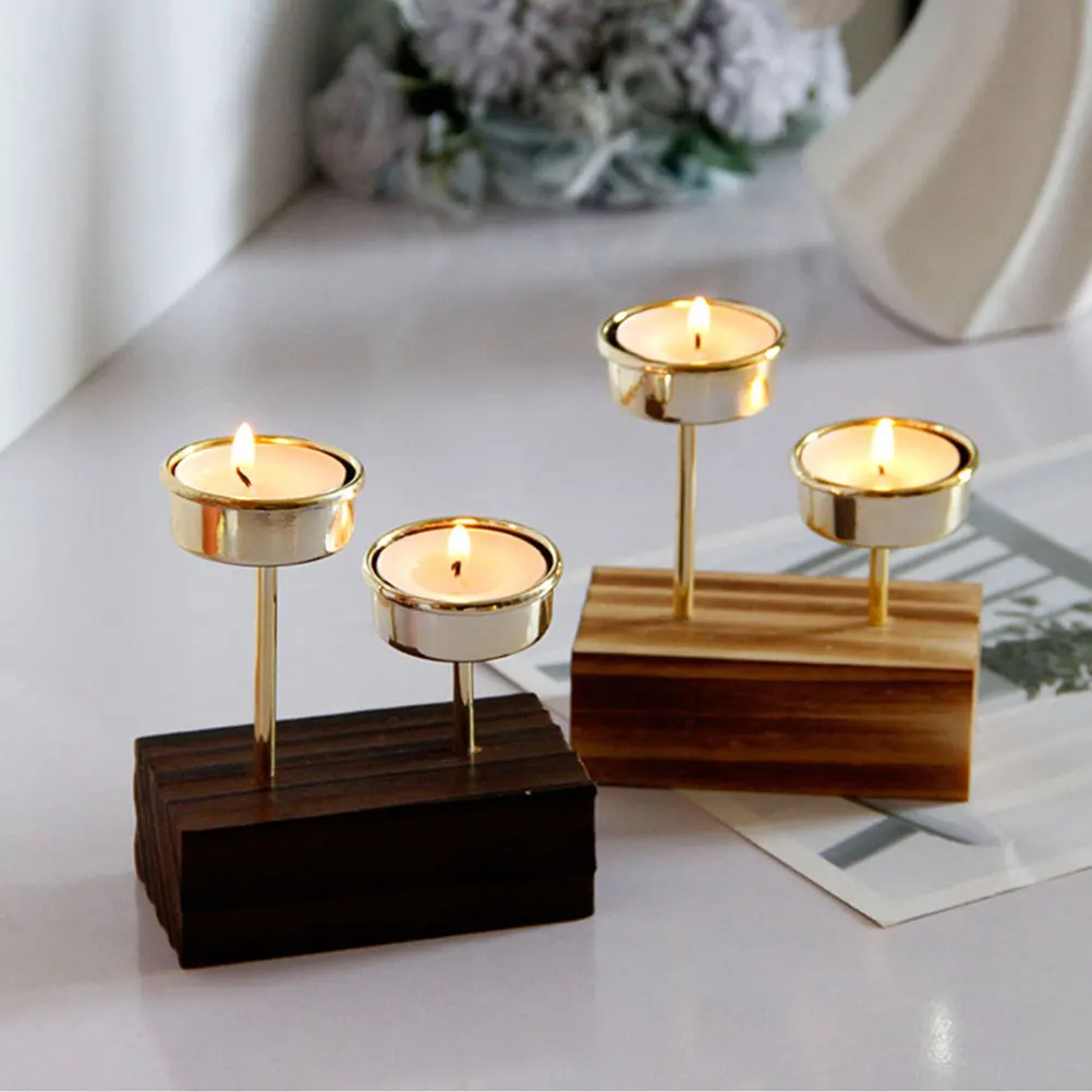 

Wooden Holder Vintage Romantic Decorative Table Stand Candlestick for Restaurant Home Party Restaurant Candlestick
