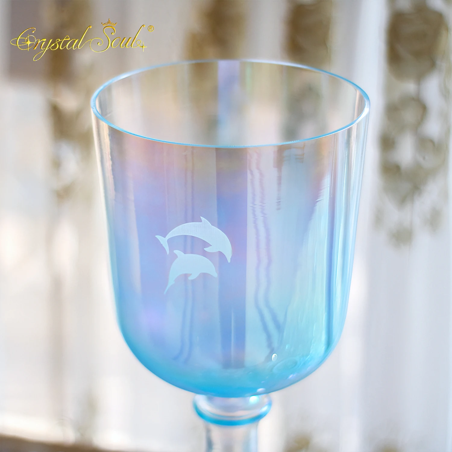 

Хрустальная поющая чаша Crystal Soul с индивидуальной гравировкой, цвет морской волны, алхимический Святой Грааль, хрустальная чаша