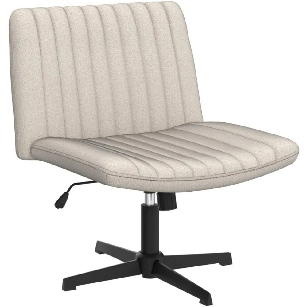 Silla de escritorio de oficina con patas cruzadas sin brazos, sin ruedas, acolchada de tela, cómoda y moderna, giratoria