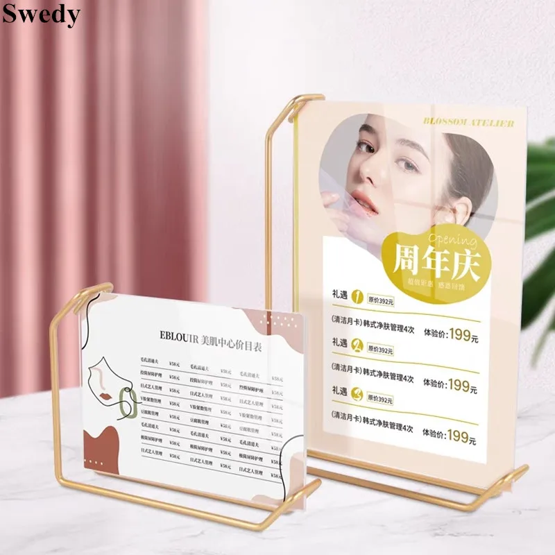 6 Inch 105x150mm Metal Wedding Baby Art Photo Picture Poster Frame Table Menu Paper Acrylic Sign Holder Display Stand