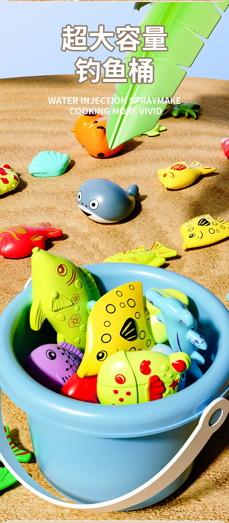 Kindervisspeelgoed magnetische bulk nep vis kraam vis puzzel leuk visspel simulatie vis hengel netto set willekeurige kleur
