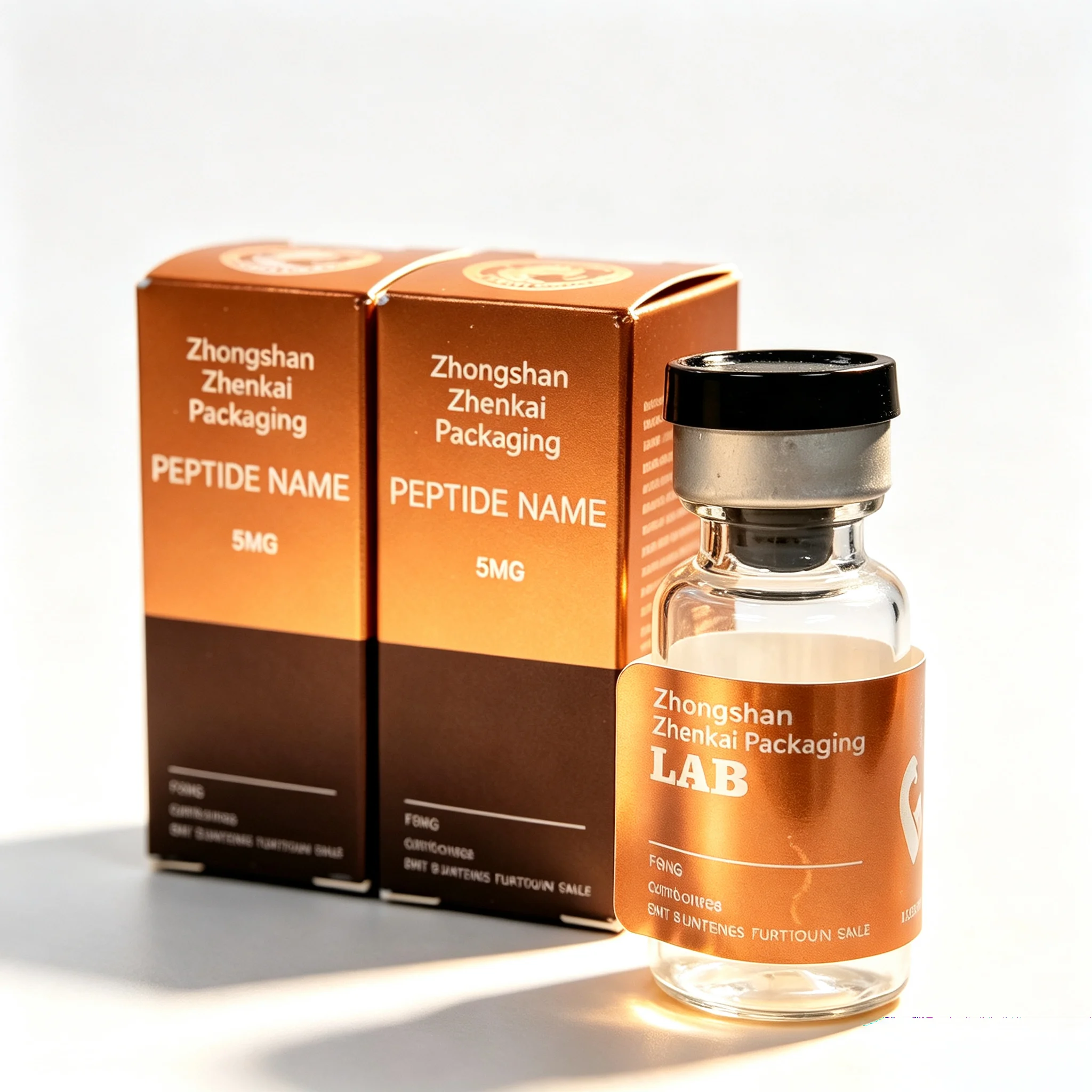 Custom Waterproof Printed Sticker Labels Matched Silver Hot‑Stamping Peptide Vial Boxes Suitable for 3ml 10ml Body Fitness Agent - view 3