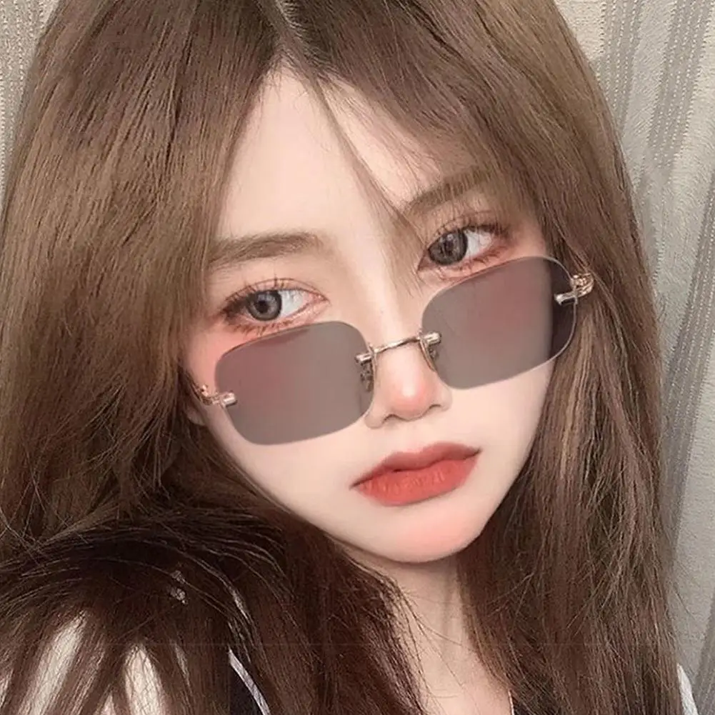 Rimless Color-changing Glasses Anti-blue Light Radiation Pure Desire No-makeup Korean Ins Style Celebrity Viral On The Internet