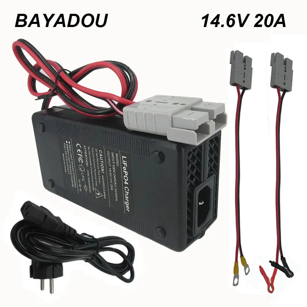 14.6V 20A Lithium Lifepo4 Battery Charger 12V 12.8V 4S Iron Phosphate UPS System Solar Car LFP Energy Storage RV Fast Charger