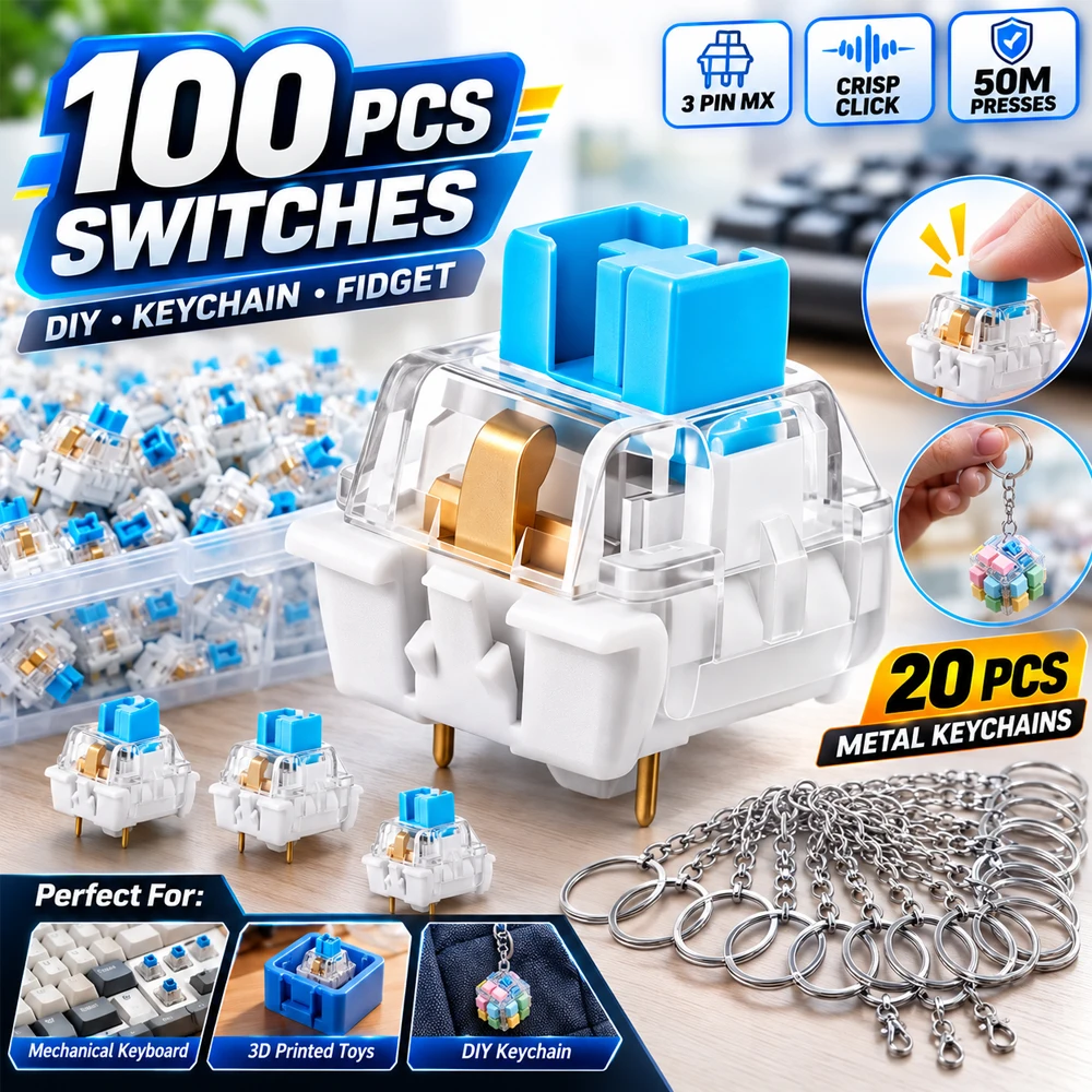 3D Printing Keychain - 100PCS Blue Mechanical Keyboard Switches 3