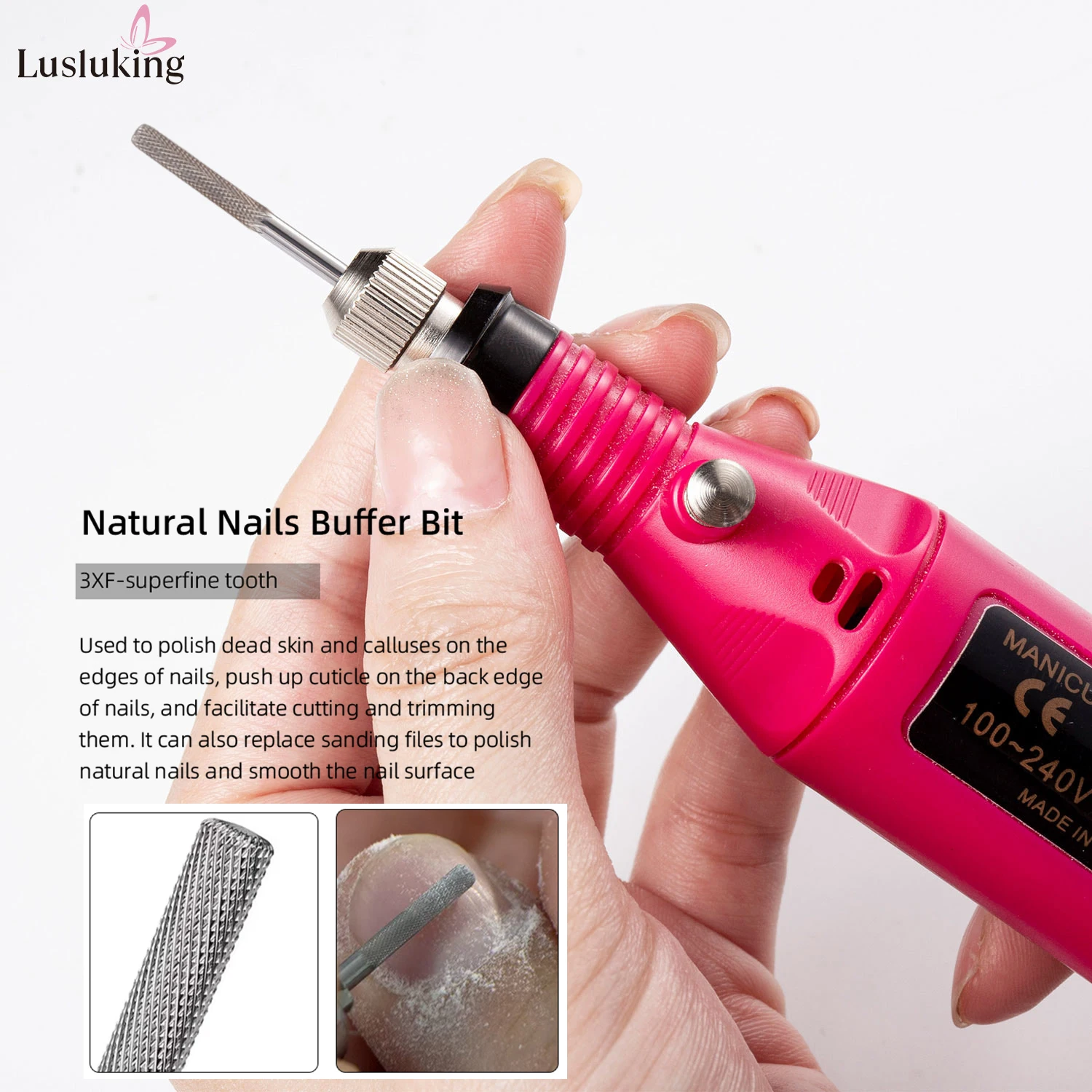 3XF ナチュラルネイル研削ヘッドベースコートキューティクル除去フライスカッターマニキュア用ネイル整形ツール電気マニキュアドリル