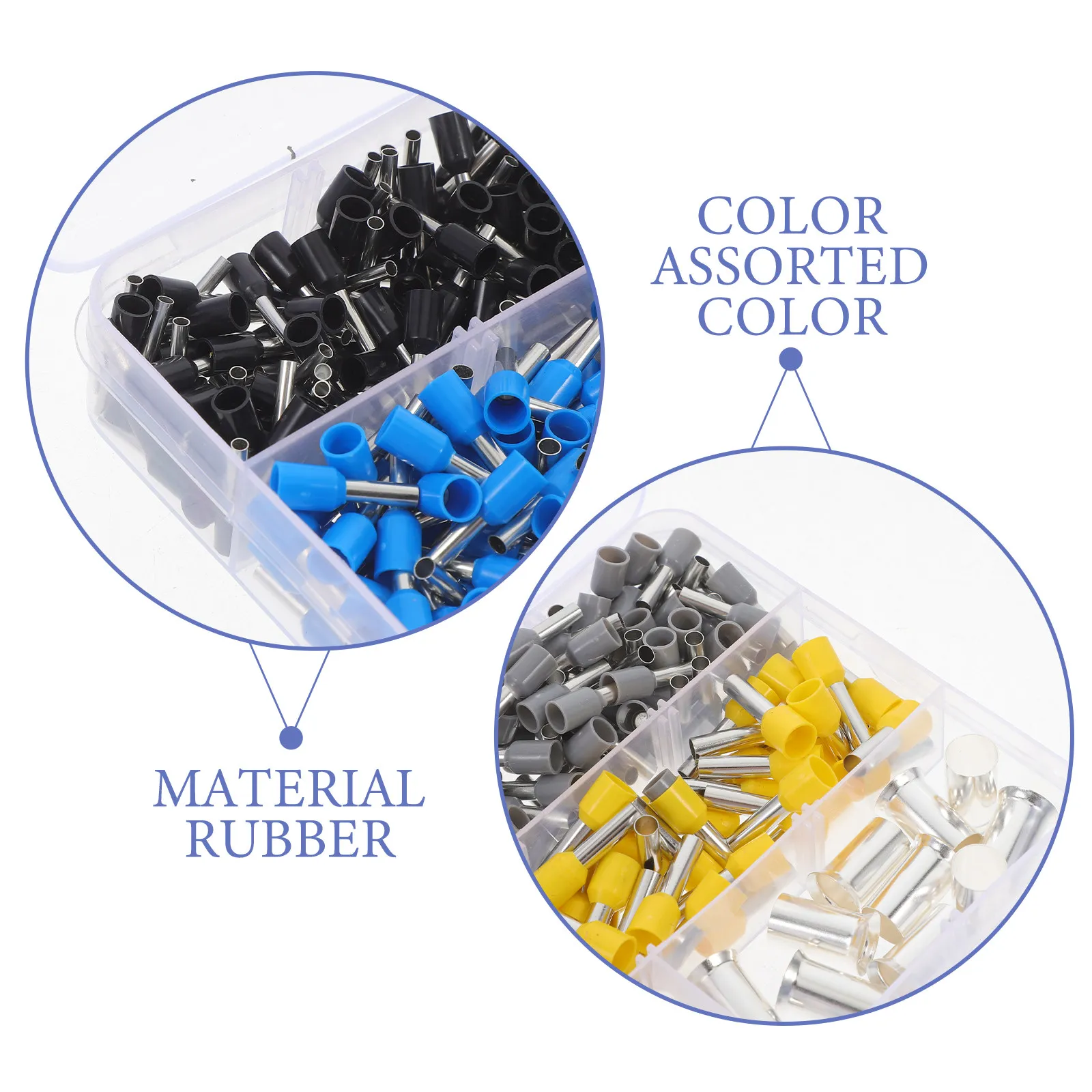 390Pcs Wire Ferrules Terminals Kit Tinned Copper Rubber Insulated Cord End Ferrules for 2Awg to 16Awg Crimp Electrical