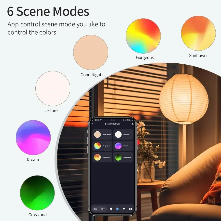 Smart Led Bulbs Tuya Bluetooth E27 220V RGB Light Bulb Phone Remote Control Dimmable Ambient Light For Living Room Bedroom