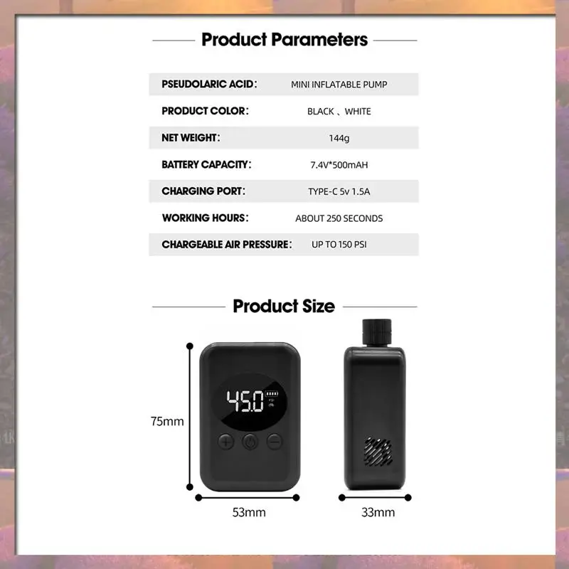 トップセールポータブルミニ電動エアポンプ自転車タイヤインフレーターバルブ付きロードバイクやオートバイに適した