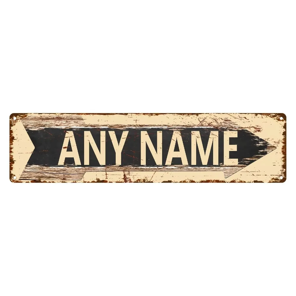 CIFbuy [2D Flat] Custom Vintage Black Beige Arrow Metal Sign,Personalized Name Text Wall Decor (Only For Decoration)
