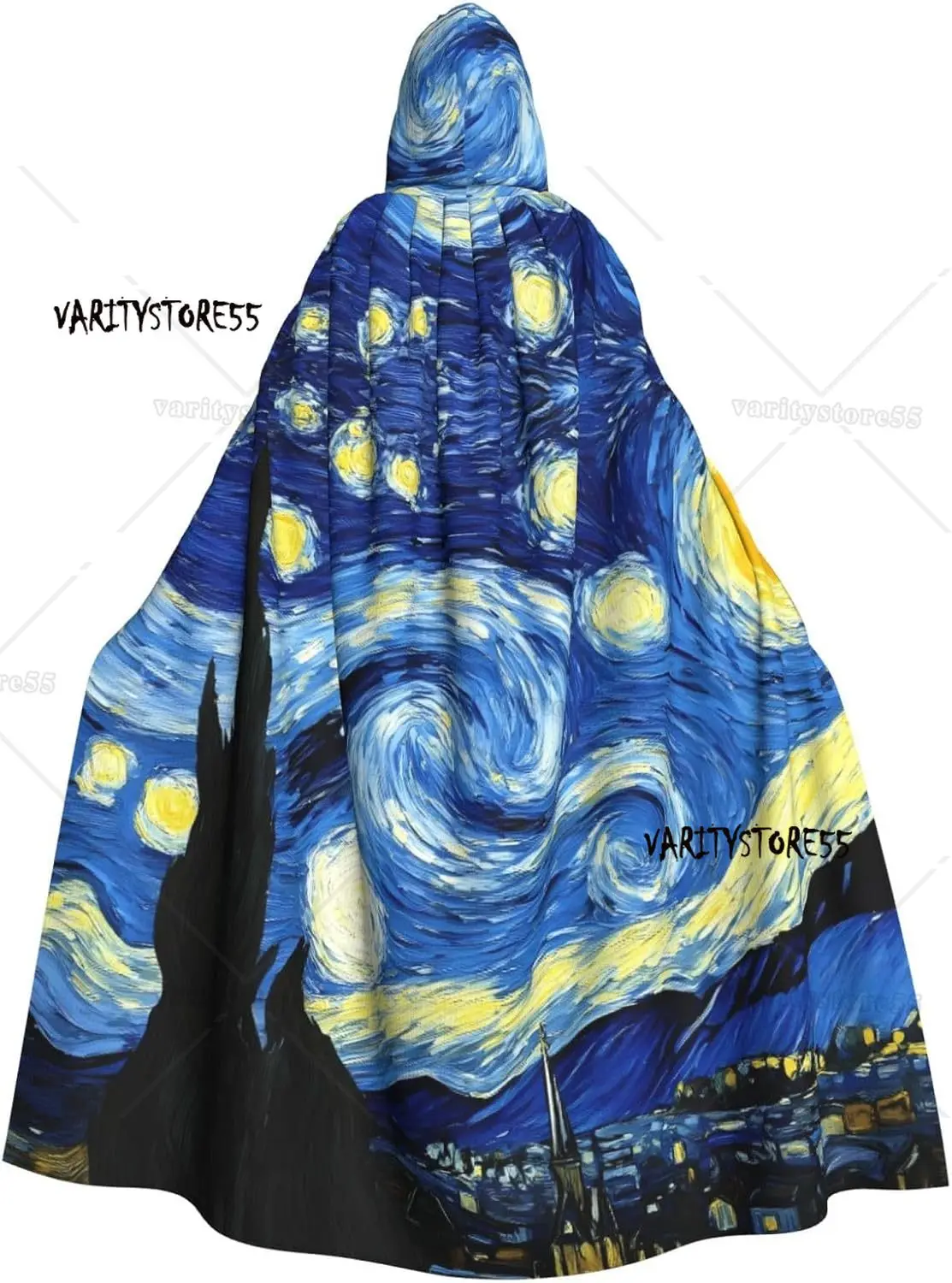 

Плащ для взрослых с принтом звездной ночи и капюшоном, костюм ведьмы на Хэллоуин, Рождество, волшебника
