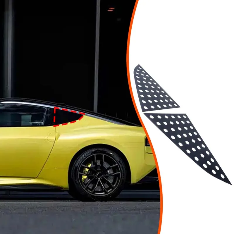 

Набор из 2 предметов, черный алюминиевый сплав для Nissan 400Z 2021 + автомобильная задняя треугольная оконная сотовая панель, декоративная наклейка, аксессуары