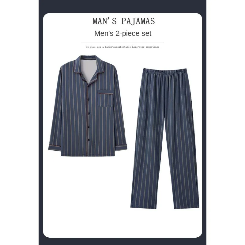 Pigiama da uomo in cotone con elefante cartone animato Cardigan a maniche lunghe Indumenti da notte Pigiama Studenti giovani e di mezza età Abbigliamento casual per la casa