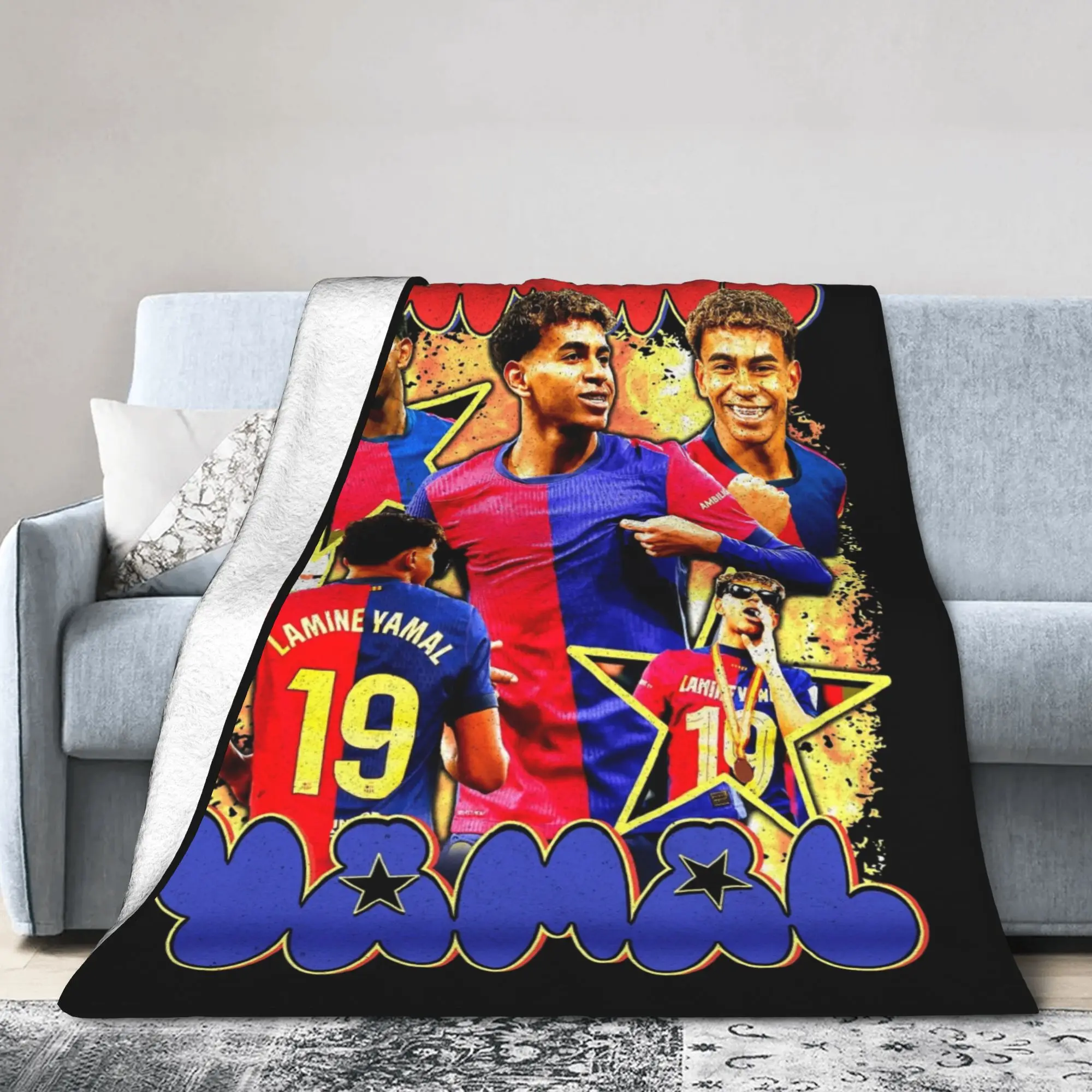 Lamine Y-Yamal Blanket Flannel Summer Winter Football Soccer  Multifunction Super Warm Throw Blanket for Sofa Bedroom Bedspread