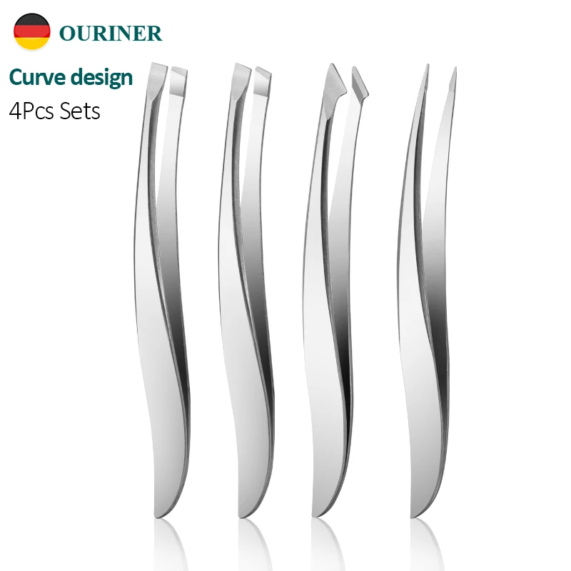 4 pcs/set New Arrival Professional Stainless Steel Tweezer Eyebrow Face Nose Hair Clip Remover Tool Clip