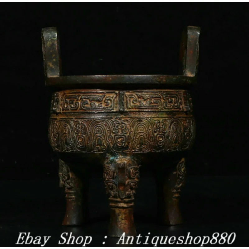 

6" Old Western Zhou Dynasty Bronze Ware Beast Inscription Incense Burner Censer