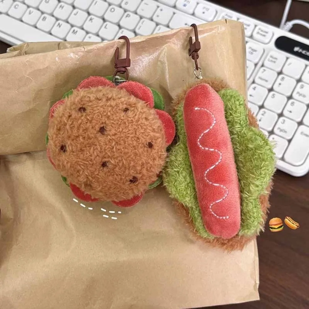 Korean Hamburger Simulation Food Keychain Stereoscopic Creative Sandwich Cake Key Hanger Pendant Backpack Pendant Couple Gifts