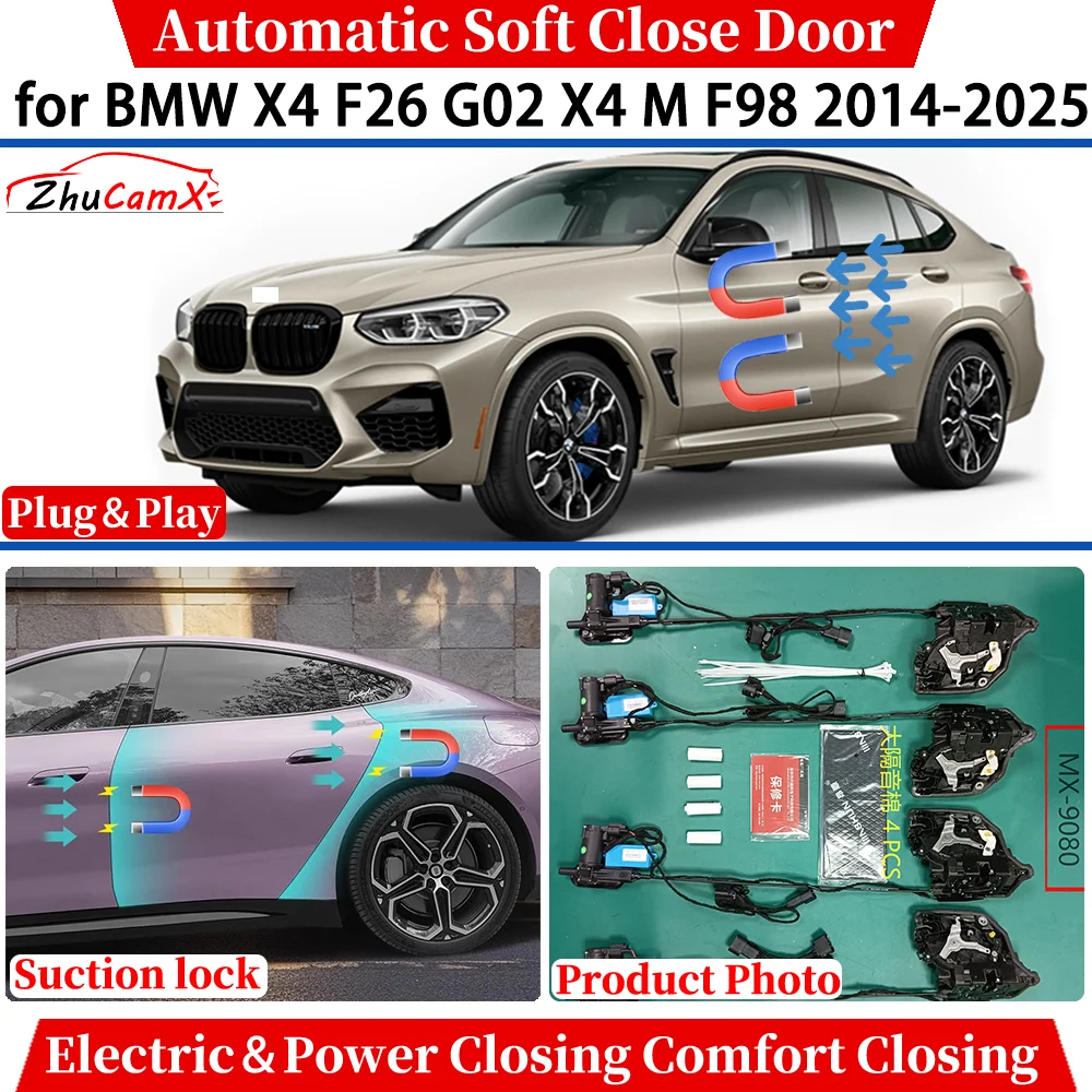 for BMW X4 F26 G02 X4 M F98 2014-2025 Car Automatic Soft Close Door Electric Power Comfort Closing Suction lock Quiet System