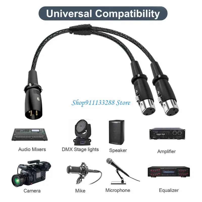 G88D Professional Audios Cable XLRMale To 2XLR Female Splitter 50cm OFC Conductors