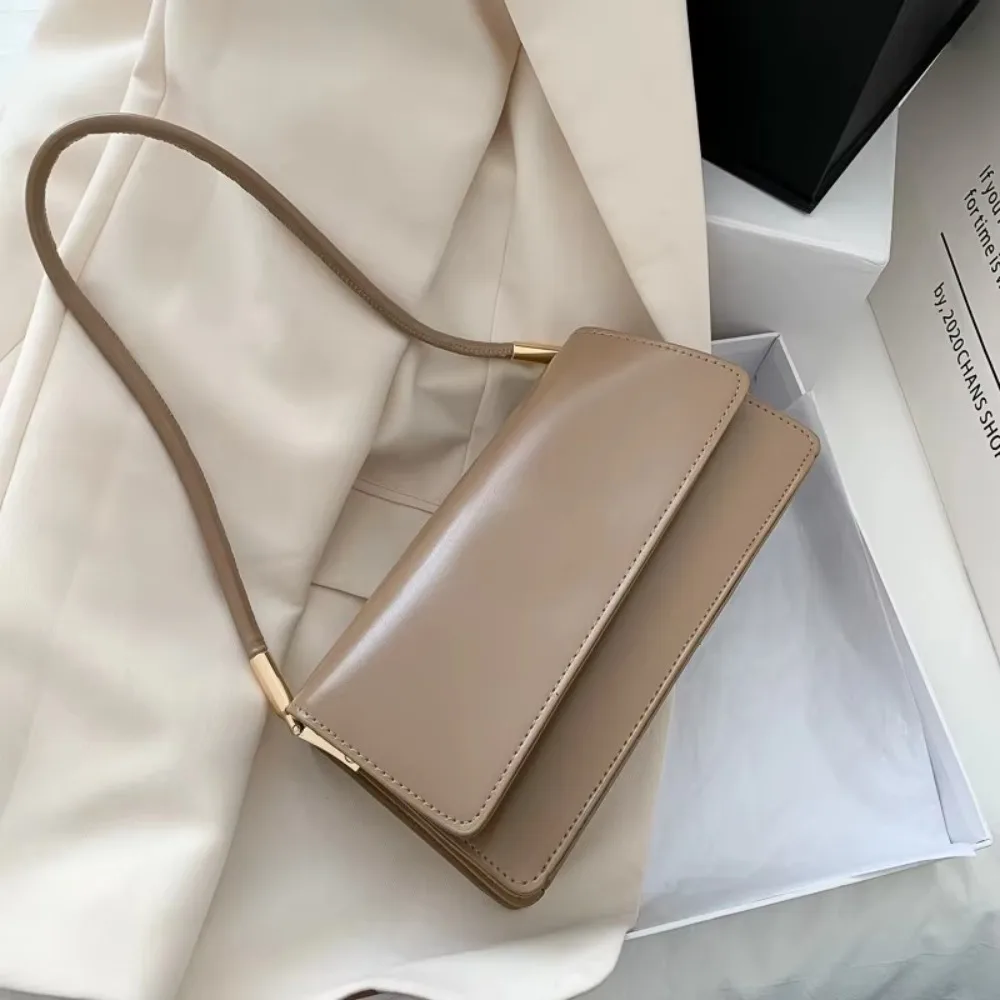 

Trendy Simple Shoulder Bag Solid Color Casual Women Armpit Bag PU Leather Small Square Bag Lady Handbag Girls