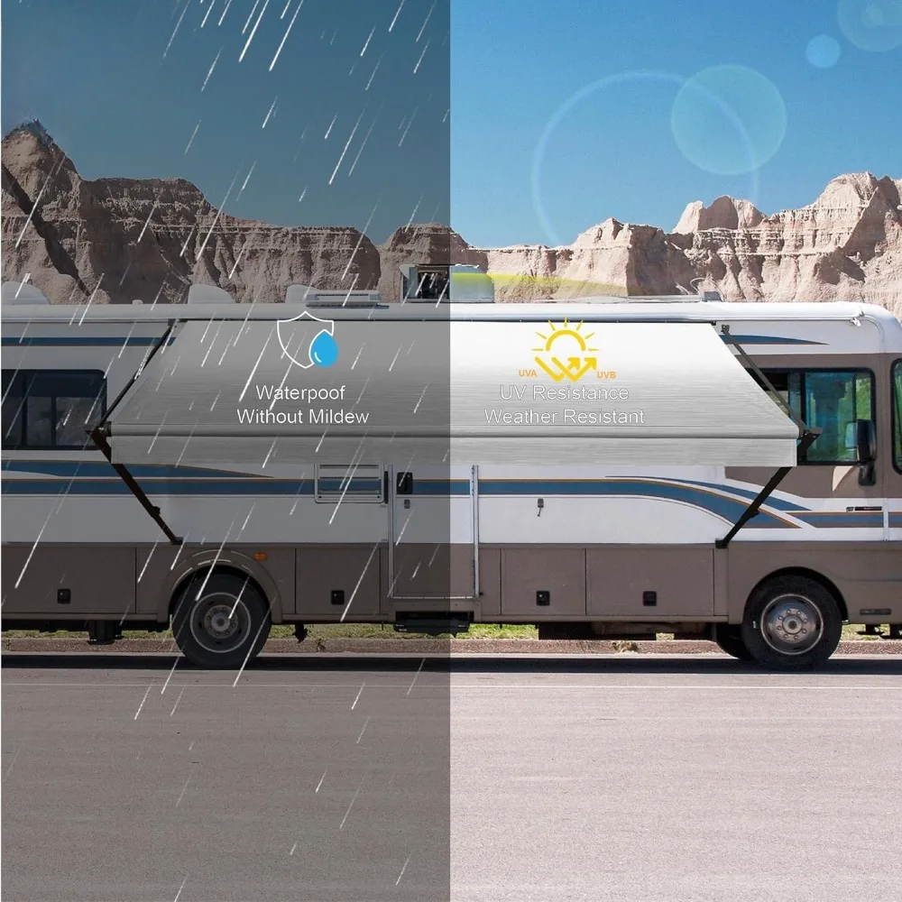 Tenda RV Manual Kit Lengkap Tenda Dapat Ditarik Modular Hitam untuk RV, Roda 5, Trailer Perjalanan, Tenda Trailer RV Motorhome