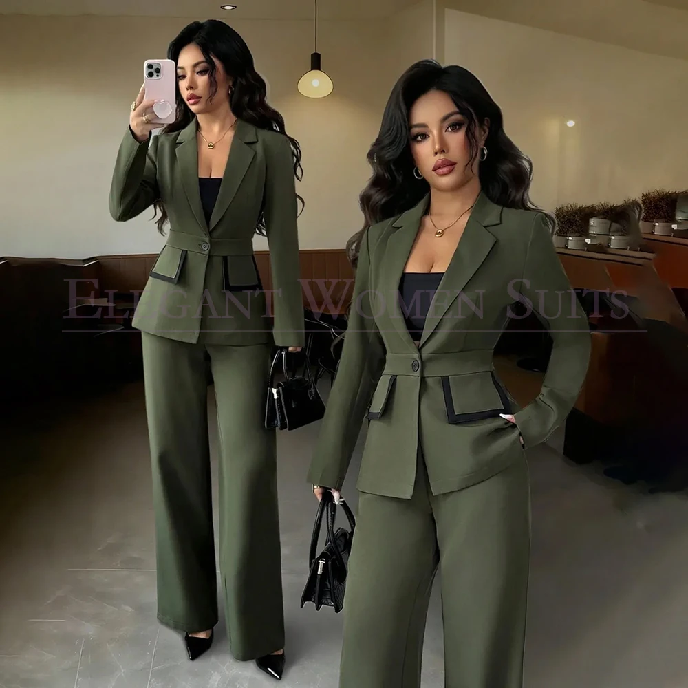 

High Quality Women's Suits 2026 One-Button Slim Fit 2 Piece Jacket Pants Sets Office Lady Work Female Clothing